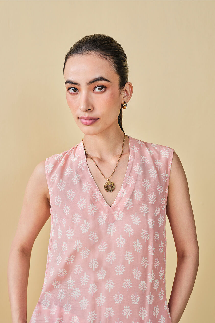 Sunshade Hand-block Printed Coord - Peach, Peach, image 9